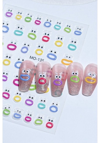 Misyul 5d Tırnak Sticker Yapışkanı Renkli & Karışık Surat İfadeli Mıs-3828
