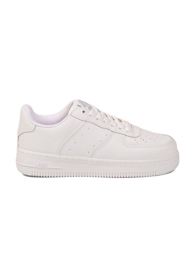 Cool Beyaz Bağcıklı Kalın Tabanlı Unisex Yürüyüş Ve Spor Ayakkabı Sneaker Pekin Kısa
