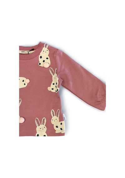 Zekids Kız Bebek Tavşan Baskılı Sweatshirt-14845 Gül Kurusu