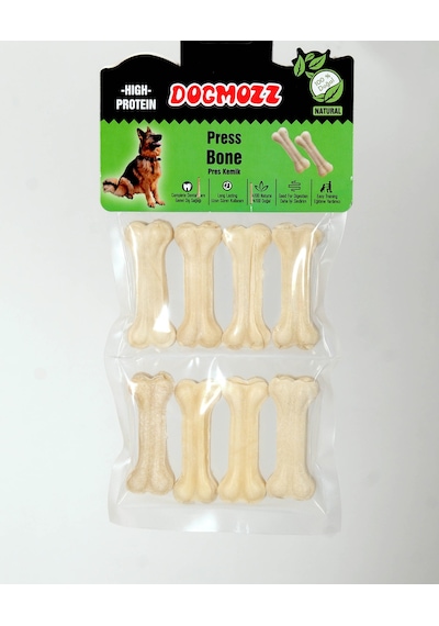 Dogmozz Premium Deri Pres Beyaz Köpek Kemiği 8 x 7 CM 8'li