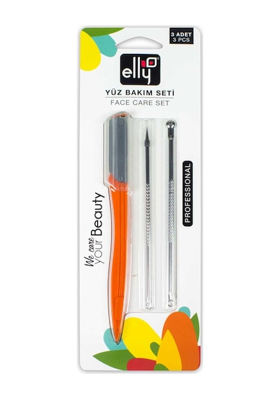 Elly 3'lü Yüz Bakım Seti Akne Temizleme Aparatı Ve Kaş Usturası Ellyfaceset04 Çok Renkli