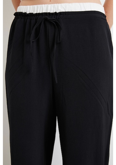 Never More Bel Bantlı Wide Leg Pantolon Siyah Siyah