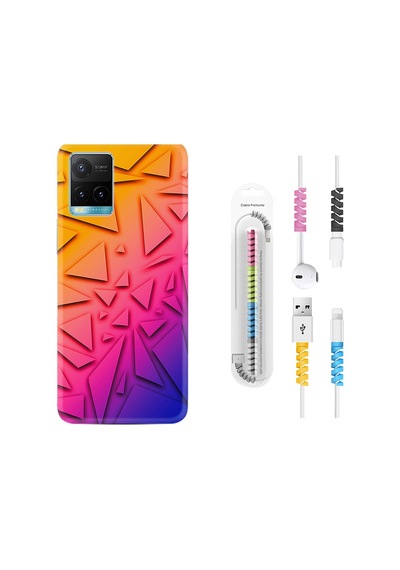 Vivo Y21S Kılıf Kablo Koruyuculu Üçgenler 1635
