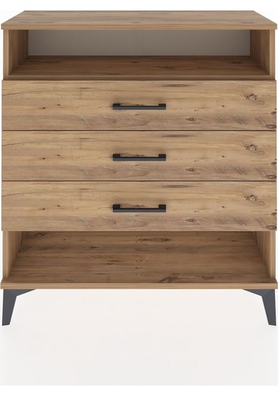 Arges Şifonyer Tek Raflı 3 Çekmeceli 88x30x96 Çam-çam Atlas Çam