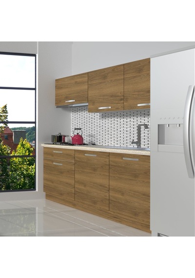 Decoraktiv Naturel 160 Mdf Hazır Mutfak Dolabı - Tezgah Dahil - Naturel Pera Meşe