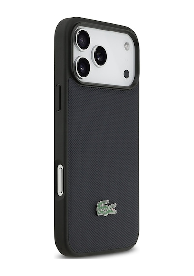 Apple Uyumlu iPhone 17 Pro Max Kılıf Lacoste Lisanslı M-safe Özellikli Pu Pike Desen Metal Logolu Kapak Lacivert