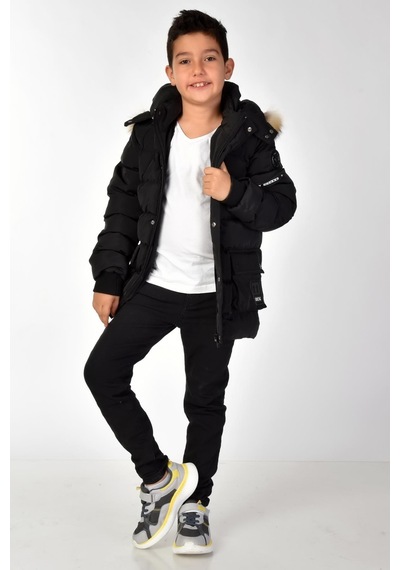 Benitto Kids Erkek Çocuk Natürel Kürklü Mont 51254-siyah Siyah