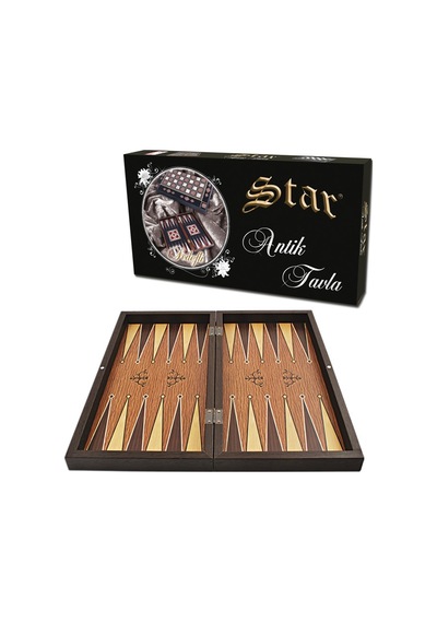 Star Antik Tavla Oyun Takımı Meşe Ahşap Malzeme İle 25x48x6 Cm Ebatında