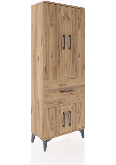 Arges Dolap 3 Raflı Tek Çekmeceli 4 Kapaklı 60x30x163 Çam-çam Çam