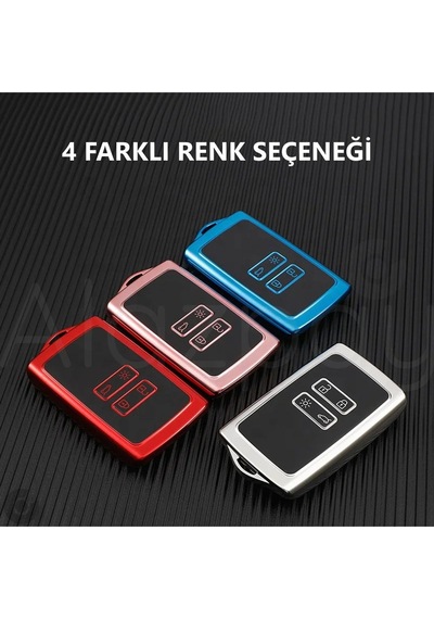 Renault Clio 5 Megane E-tech Austral Koleos Kadjar Captur Zoe Parlak Tpu Anahtar Kılıfı Krom Siyah