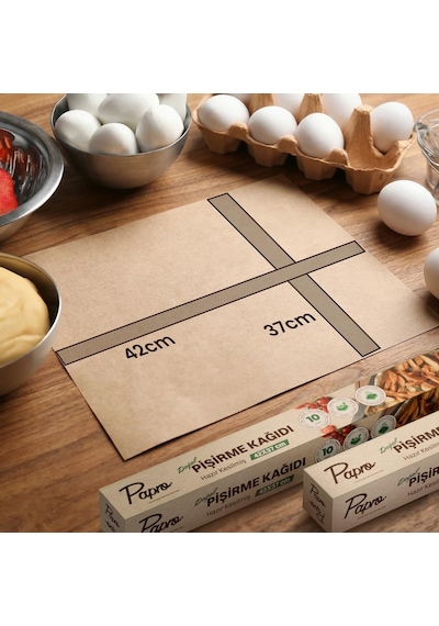 Papro Doğal Fırın Pişirme Kağıdı 40 Yaprak 4x10 , 37x42 Cm Kesilmiş Yağlı Kağıt, Yapışmaz Pfas Free Fır Diğer