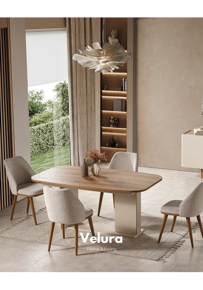 Aura Yemek Masası + 2 Sandalye Ekru