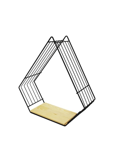 Lalezar Lzr-621 Piramit Ahşap Tabanlı Tek Katlı Metal Dekoratif Duvar Rafı- 3'li Paket