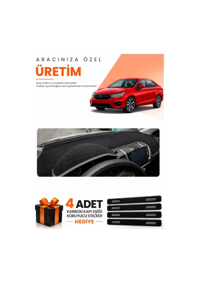Honda Cıty 2020-2024 Uyumlu Torpido Koruma Örtüsü Oto Kılıfı - Siyah Gri