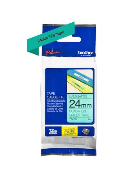 Tonersepeti Brother Tze-751 24mm Siyah Yeşil Etiket Şeridi