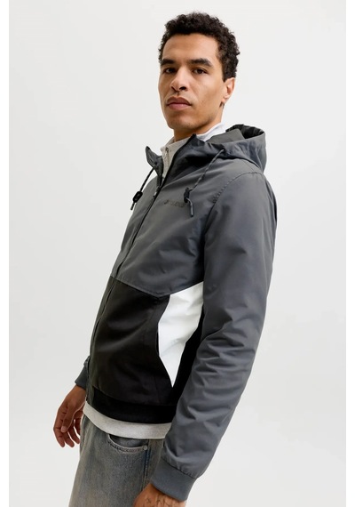 Jack & Jones Jjerush Hood Bomber Erkek Mont Gri