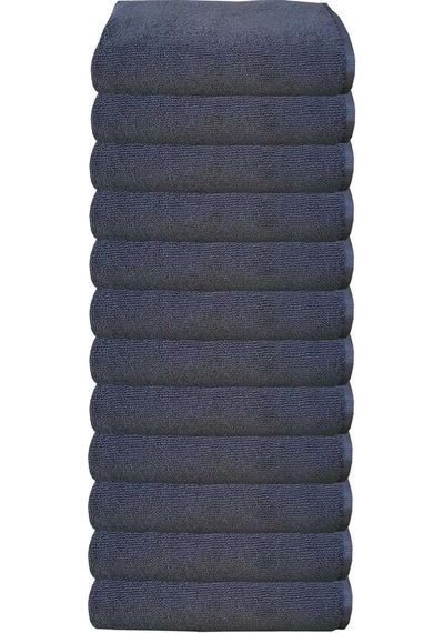 12li Paket Boya Tutmayan Mikrofiber El Yüz Spor Kuaför Havlusu 50x90 Cm Siyah
