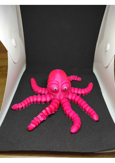 Teknosanat 3d Baskı Hareketli Eklemli Ahtapot Figürü - Dekoratif Oyuncak Fuşya Pembe