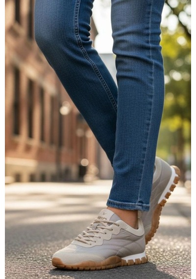In Step Muxa Unisex Bej Sneaker - Hafif Ve Esnek Günlük Ayakkabı - Kaymaz Taban