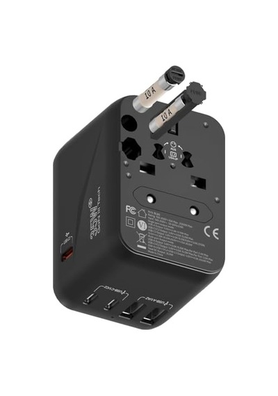 Bl80 Universal Seyehat Şarj Adaptörü 35w Gan Çoklu Priz Dönüştürücü Siyah