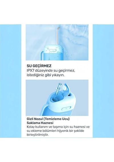 Npo Nicefeel Fc5170 Mini Taşınabilir,şarjlı, Diş Teli/protez Bakım Ve Profesyonel Ağız Duşu-mavi