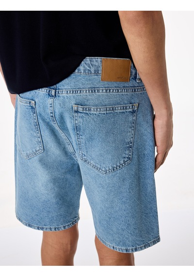 Koton Rahat Kalıp Pamuklu Bermuda Jean Şort Orta İndigo 6sam40229nd