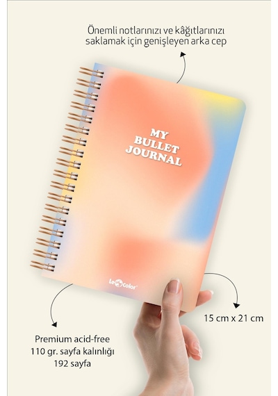 Noktalı Bullet Journal Pro Defter Aura A5