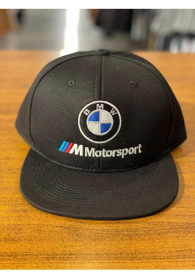 Hamze Bmw Motorsport Nakışlı Siyah Hip Hop Snapback Rapper Basket Şapka Siyah