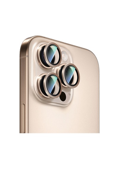 Apple Uyumlu   iPhone 16 Pro Caseworld Sapphire Serisi Anti Reflective Lens Koruyucu Gold
