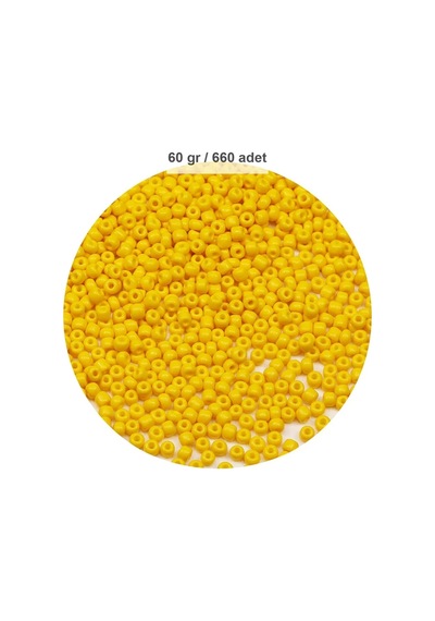 Sarı Renk 4 Mm Yaklaşık 660 Adet / 60 Gram Cam Boncuk Oya Yazma Bileklik Ve Kolye