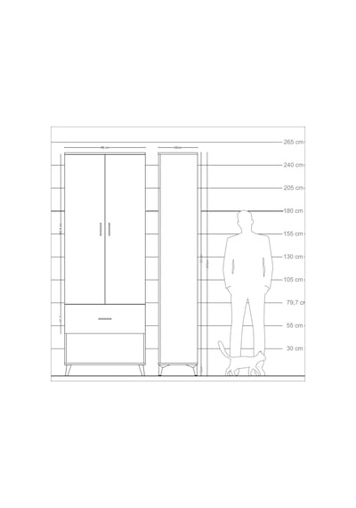Arges Dolap Tek Raflı Tek Çekmeceli Tek Askılı 88x30x243 Ayta... Aytaşı