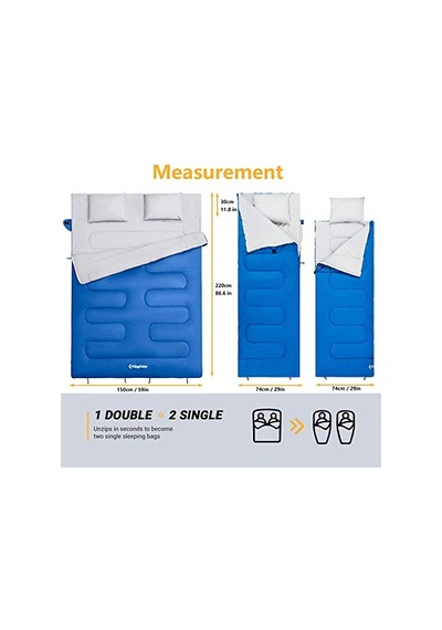 Oxygen 250-d Çift Kişilik Yastıklı Uyku Tulumu Blue Çok Renkli