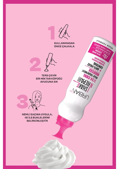 Shake N Repair 7/24 Kabaran Ve Bukleli Saçlara Özel Saç Bakım Köpüğü 150 Ml-vegan