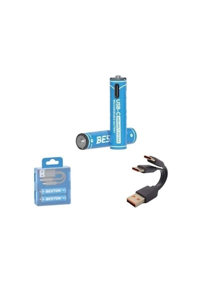 Beston P2 01c Aaa Şarj Edilebilir İnce Kalem Pil 2 Li Aaa Usb Type C 666mwh
