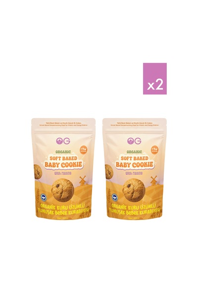 Organik Kuru Üzümlü Yumuşak Bebek Kurabiyesi 125 G 2'li