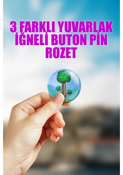 Terraria Video Oyun Çanta Süsü İğneli Buton Rozet Seti 3 Adet Üçlü