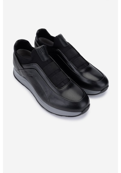 Valmenti Erkek Hakiki Deri Siyah Sneakers & Spor Ayakkabı 383 Val-6094 Erk Ayk Y25 Sıyah Slvr Siyah