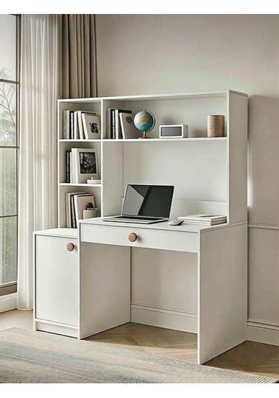 Pema Home %100 Mdf Çekmeceli Kapaklı Çalışma Masası Beyaz
