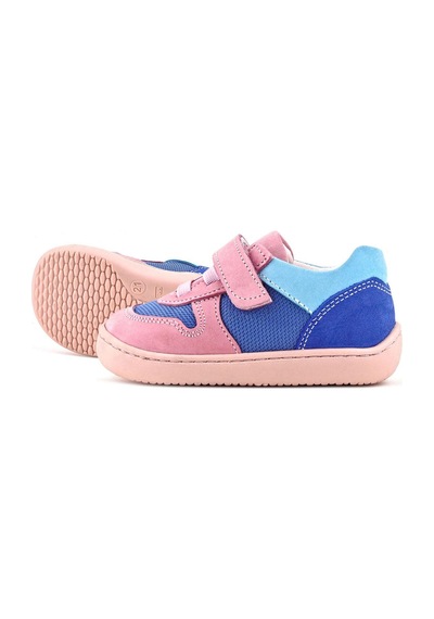 Rakerplus Bob Hakiki Deri Mavi Pembe Barefoot Cırtlı Lastikli Bebek Sneaker Ayakkabı Pembe