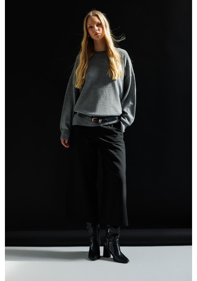 Mixray 7021 Kadın Bisiklet Yaka Oversize Basic Premium Triko Kazak Antrasit