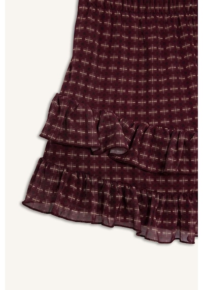 Defacto Coool Kareli Normal Bel Penye Astar Tül Mini Etek G3014ax25wnbr115 Bordo