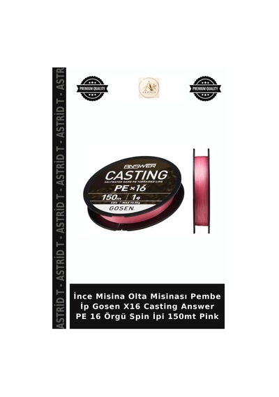 İnce Misina Olta Misinası Pembe İp Gosen X16 Casting Answer Pe 16 Örgü Spin İpi 150mt Pink 1.5 PE