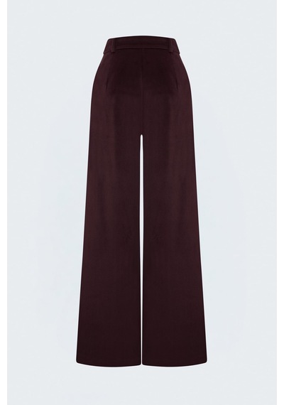Sateen Kadife Pantolon - Bordo-138025