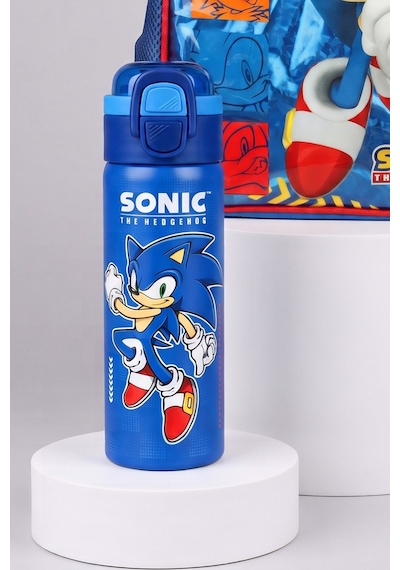 X Dekomus Lisanslı Sonic Küçük Boy Anaokul Çantası Ve 600 Ml Çift Fonksiyon Kapaklı Çelik Matara Seti 124-Pembe