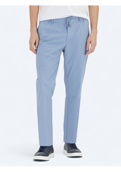 Kip Mavi Düz Dokuma Jogging Fit Casual Pantolon Mavi