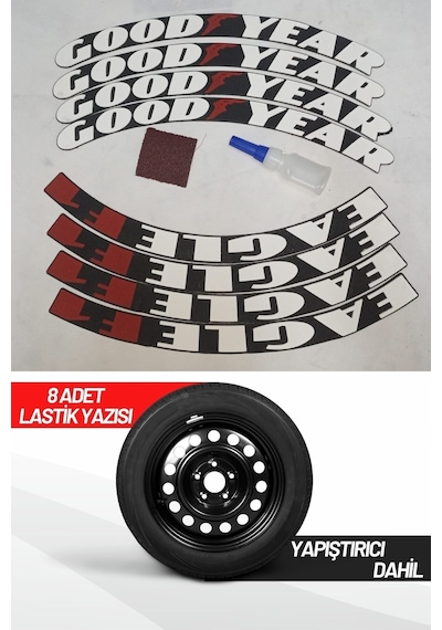 Good Year Eagle F1 Motosiklet Ve Otomobil Araç 3d Oto Lastik Yazısı Sticker Arma 8 Adet