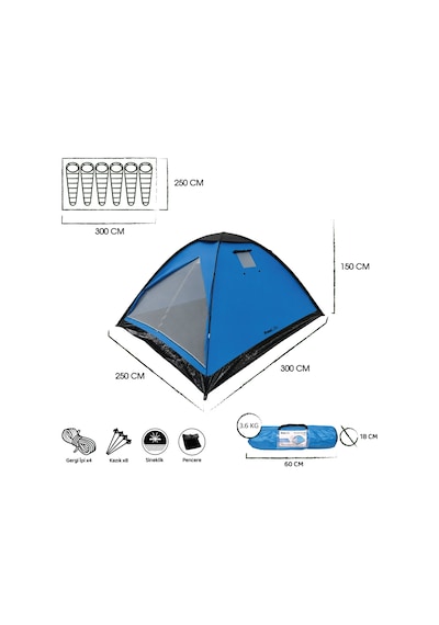 Freelife Monodome First 6 Kişilik Çadır-mavi