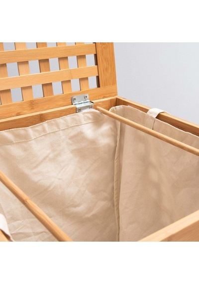 Büyük Boy Ahşap Bambu Kirli Sepeti 45x45x62 Sarı