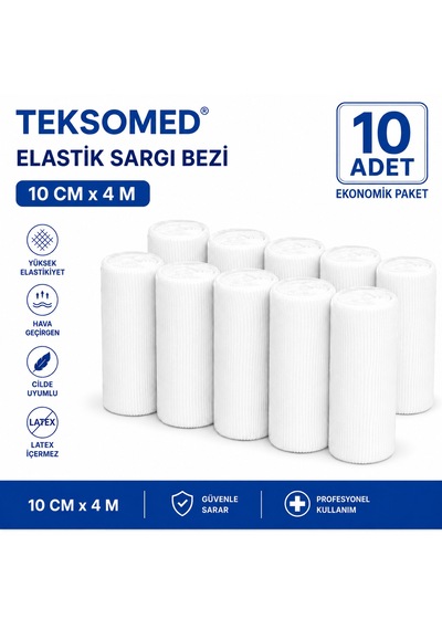 Teksomed Elastik Sargı Bezi 10cmx4 Metre 10 Adet