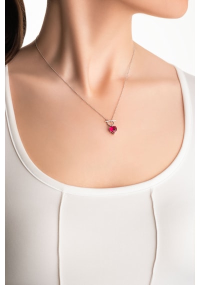 So Chic Amour 18 Ayar Beyaz Altın Kaplama 43 Cm Gümüş Kolye Rodyum